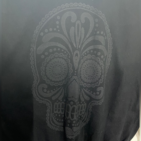 Women’s black sweaterer with sugar skull print - Picture 2 of 4